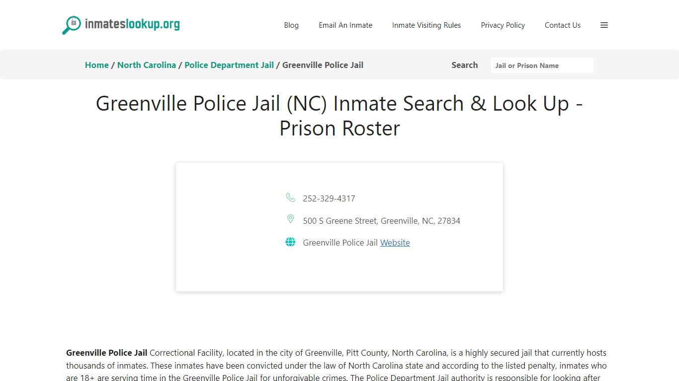 Greenville Police Jail (NC) Inmate Search & Look Up - Inmates lookup